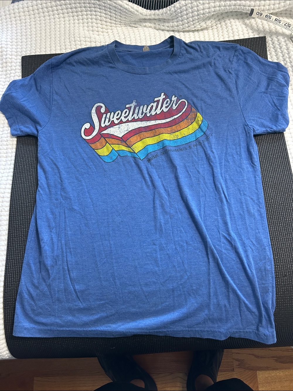 Next Level Apparel Light Blue Tee with Retro Rainbow Sweetwater Logo